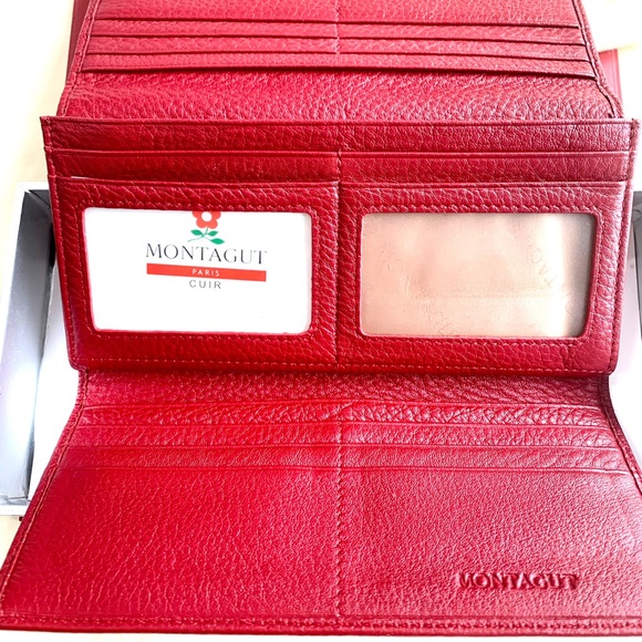 Montagut Paris Red Long Leather Wallet NEW - Picture 11 of 12